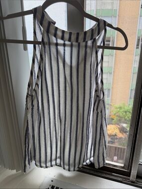 Striped Sleeveless Women's Top - White & Navy